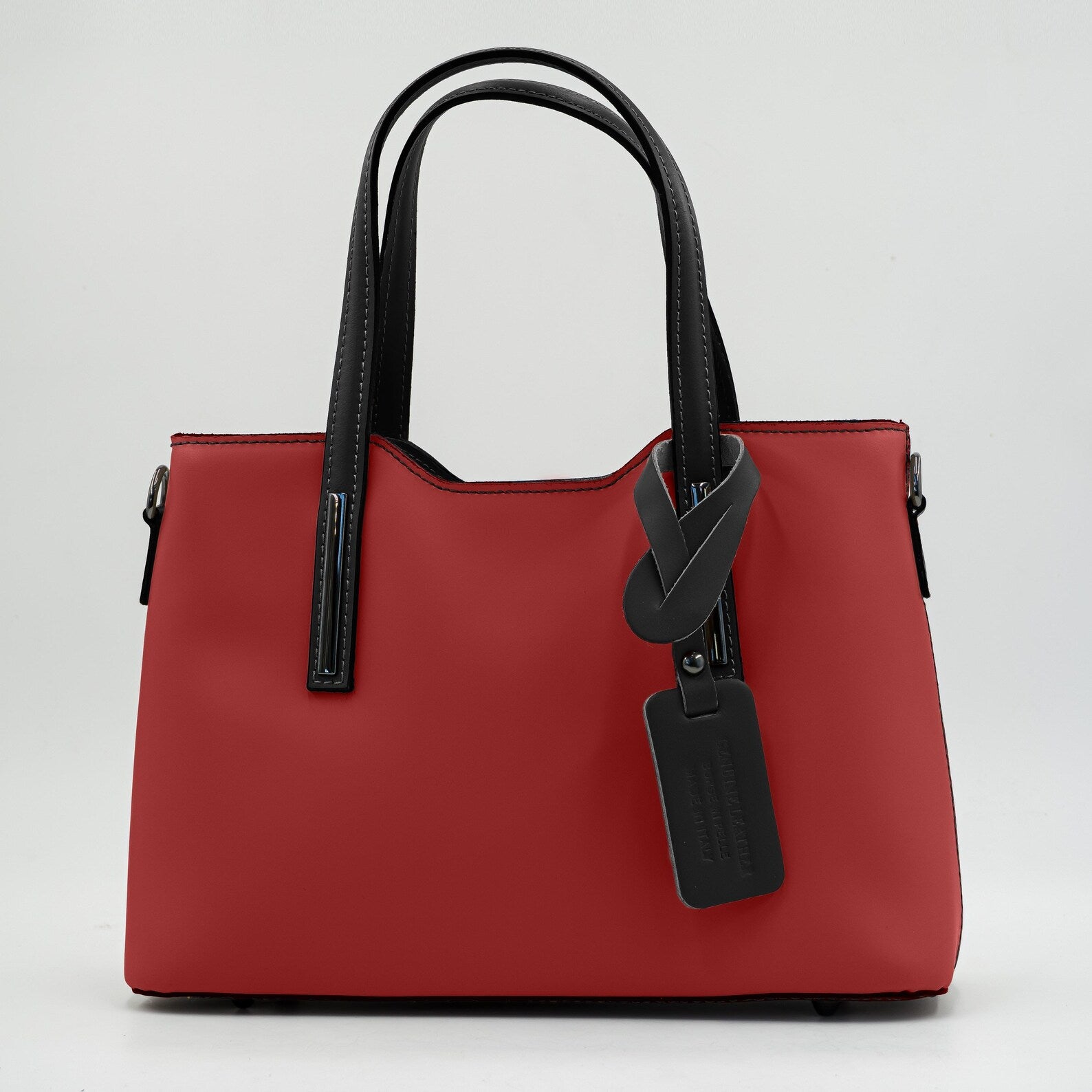 Italian Handmade Leather Bags for Women | Elegant Red & Black Leather Tote From Florence, Made in Italy | Work Purse Italian tote bag