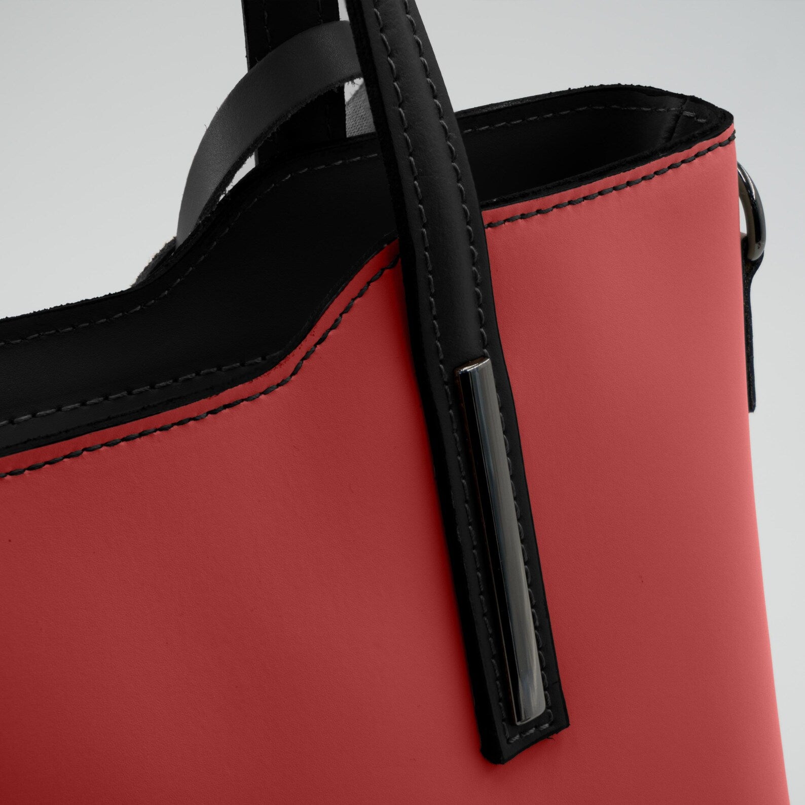 Italian Handmade Leather Bags for Women | Elegant Red & Black Leather Tote From Florence, Made in Italy | Work Purse Italian tote bag