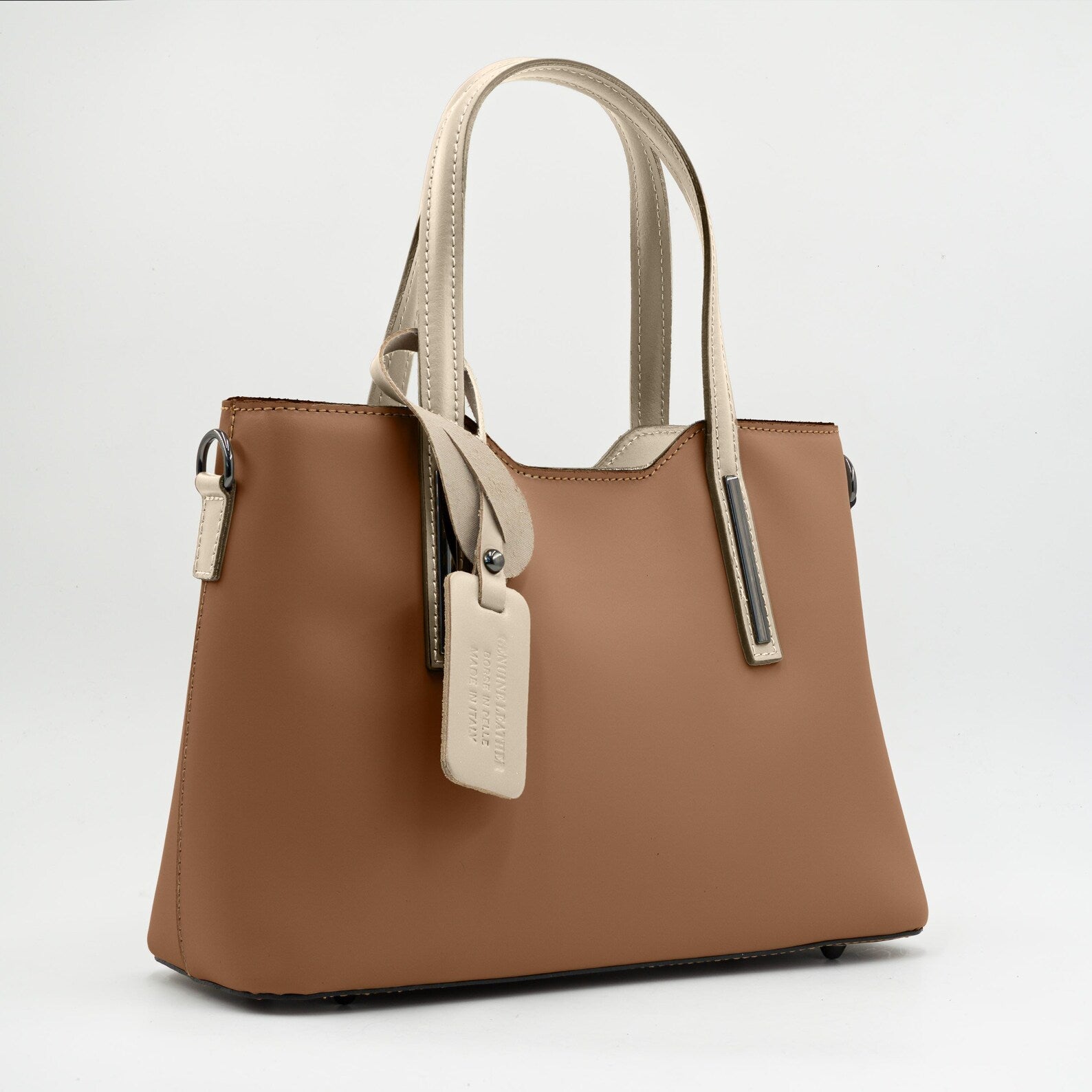 Italian Handmade Leather Bags for Women | Elegant Camel Leather Tote From Florence, Made in Italy | Work Purse