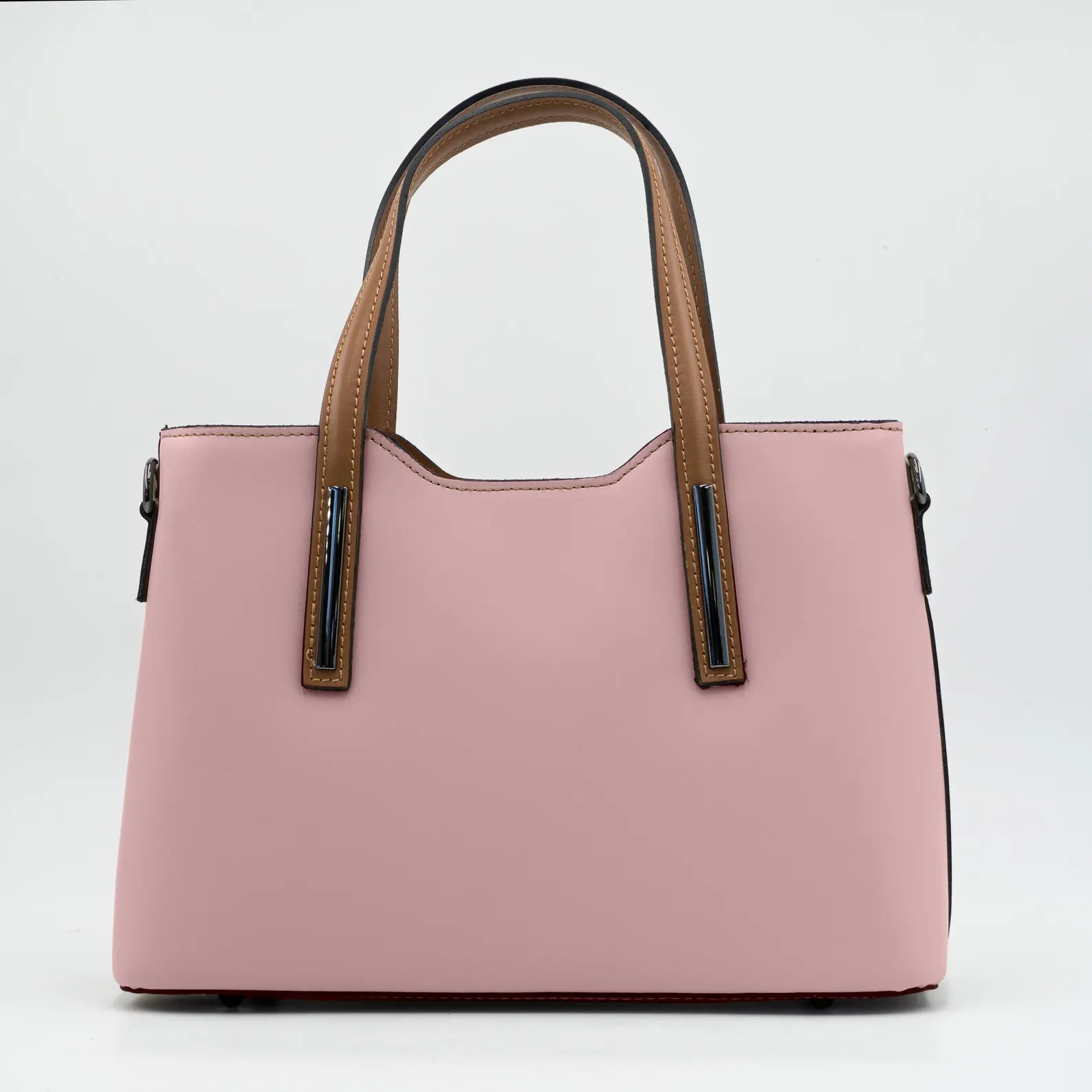 Italian Handmade Leather Bags for Women | Elegant Two-Tone Tote From Florence | Pink Leather Handbag | Made in Italy Purse | Shoulder Bag
