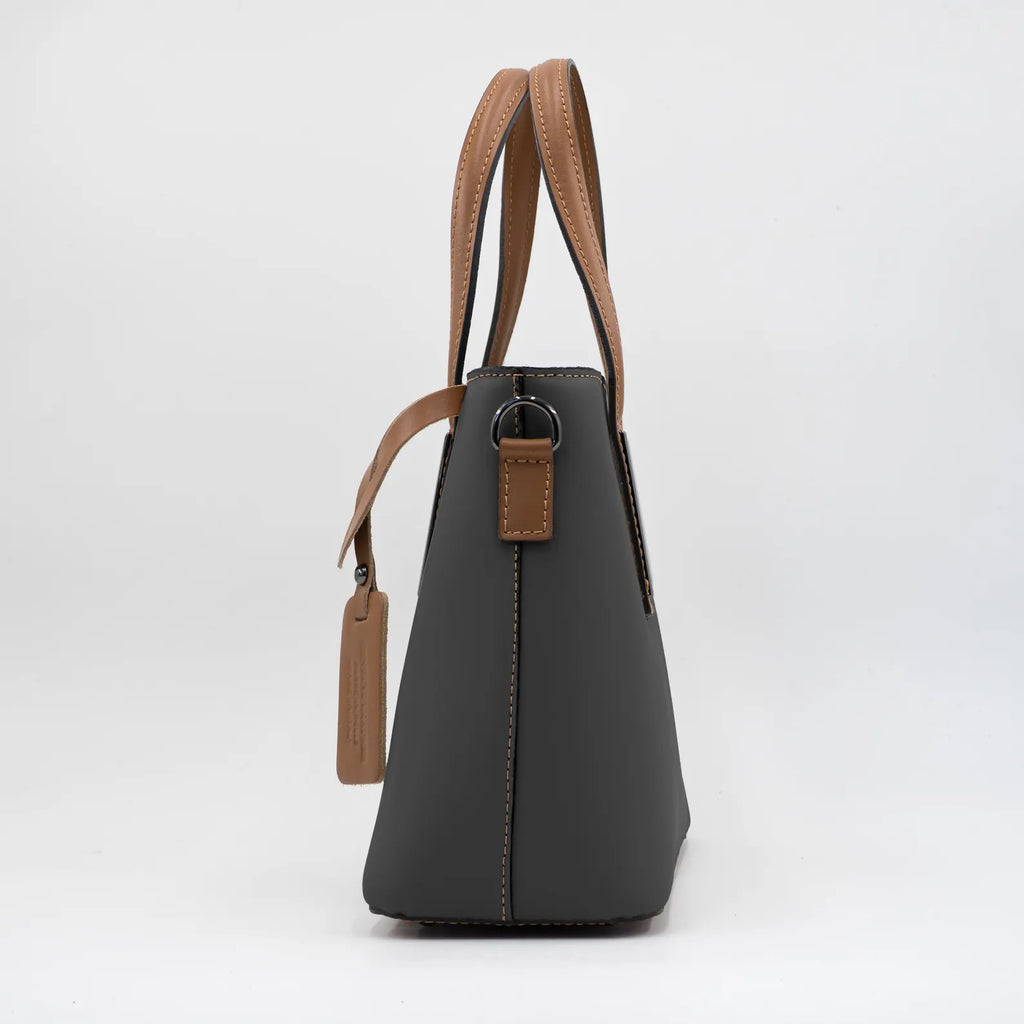 Italian Handmade Leather Bag for Women | Elegant Dark Gray Tote From Florence, Made in Italy