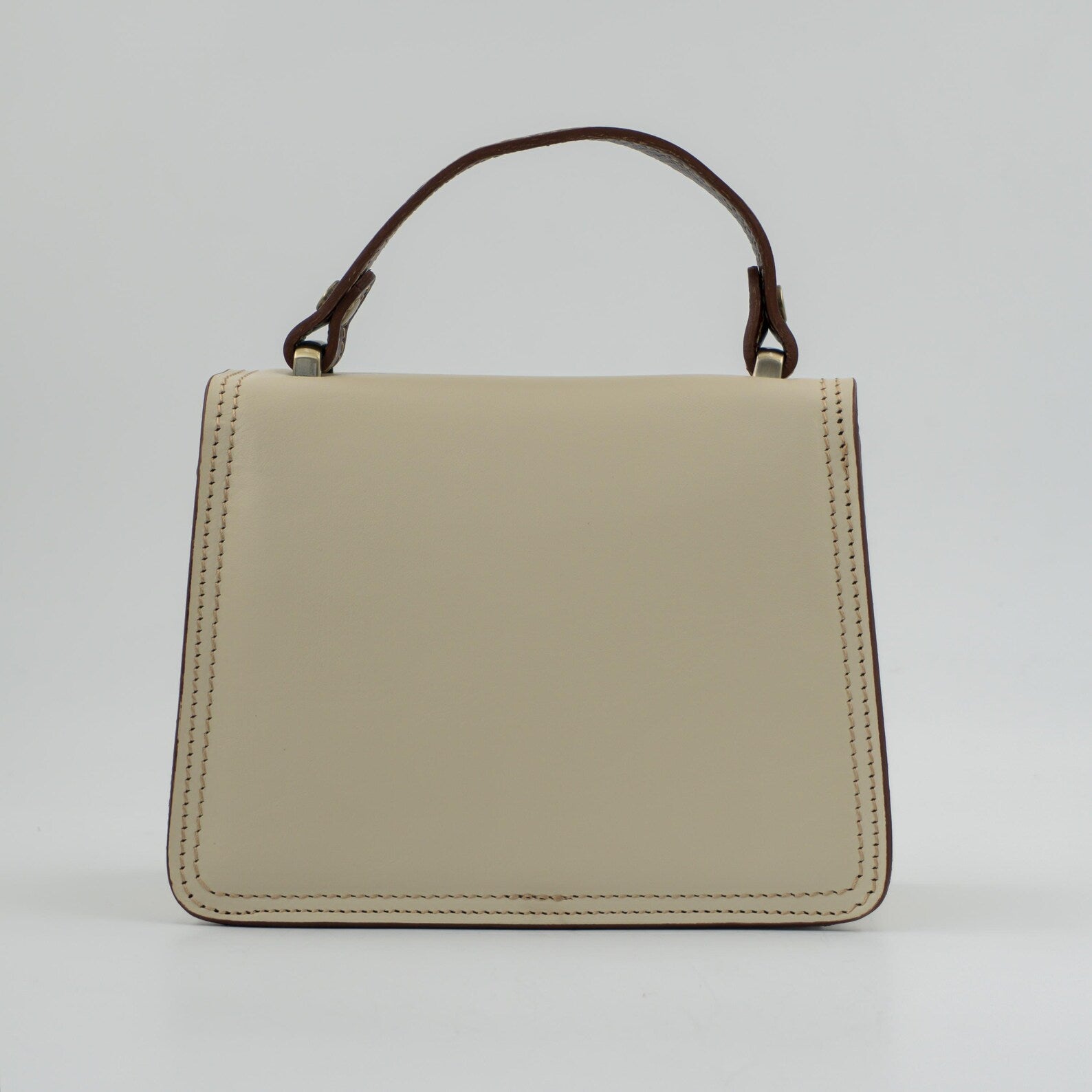 Italian Handmade Leather Bag for Women | Elegant Crossbody From Florence, Cream & Brown Shoulder Bag, Made in Italy