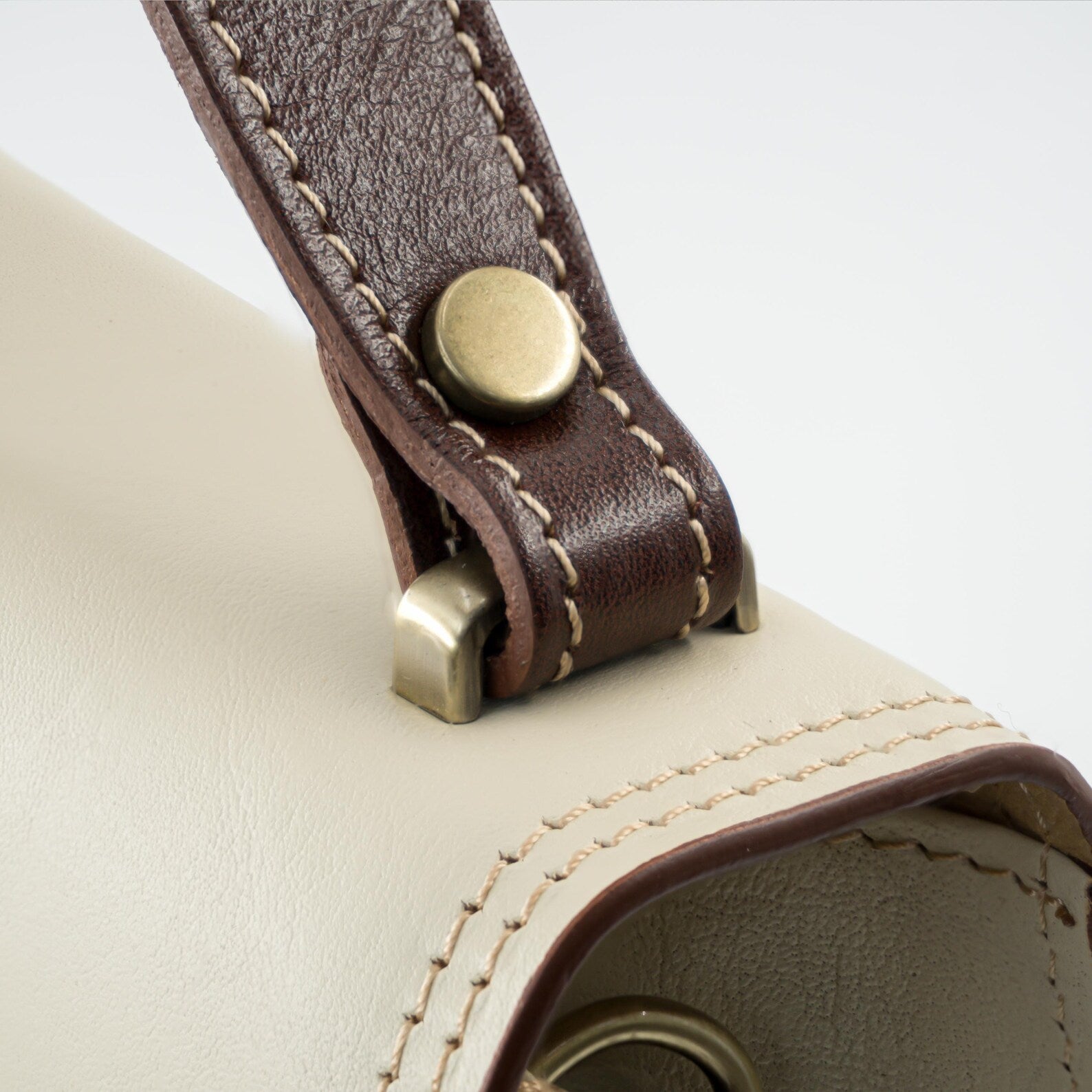 Italian Handmade Leather Bag for Women | Elegant Crossbody From Florence, Cream & Brown Shoulder Bag, Made in Italy