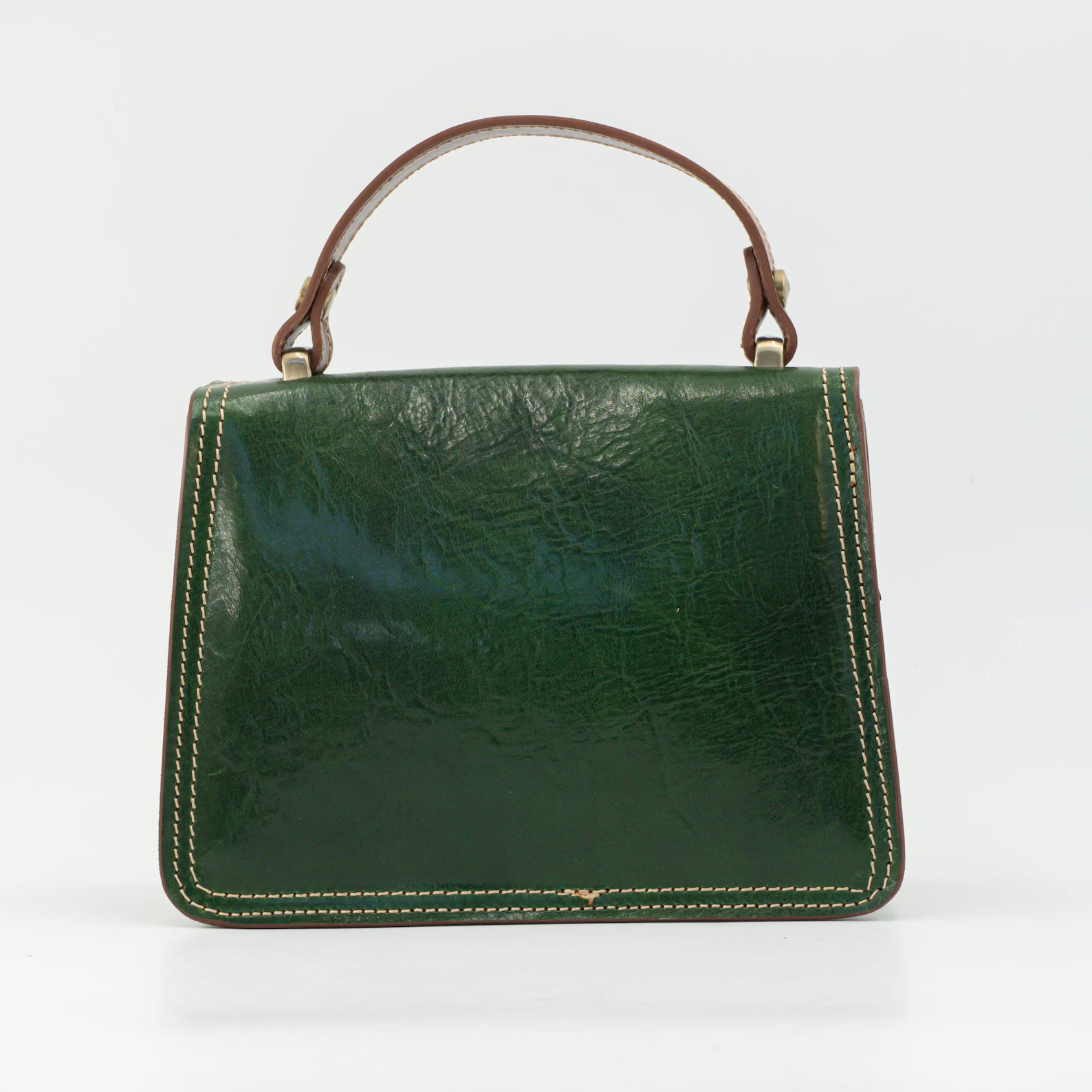 Italian Handmade Leather Bag for Women | Elegant Green Leather Purse Crossbody & Top Handle Ita Bag | From Florence, Made in Italy