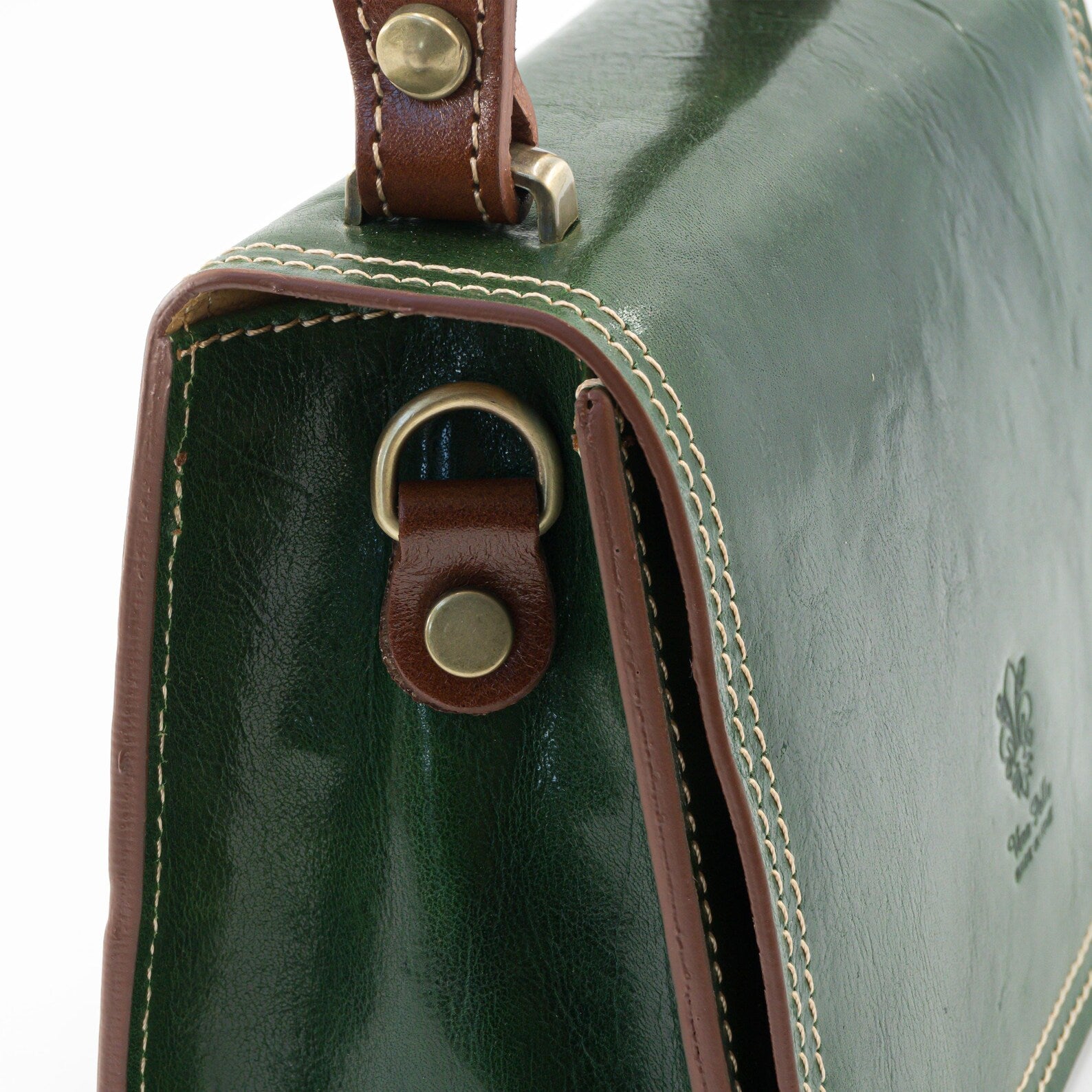 Italian Handmade Leather Bag for Women | Elegant Green Leather Purse Crossbody & Top Handle Ita Bag | From Florence, Made in Italy