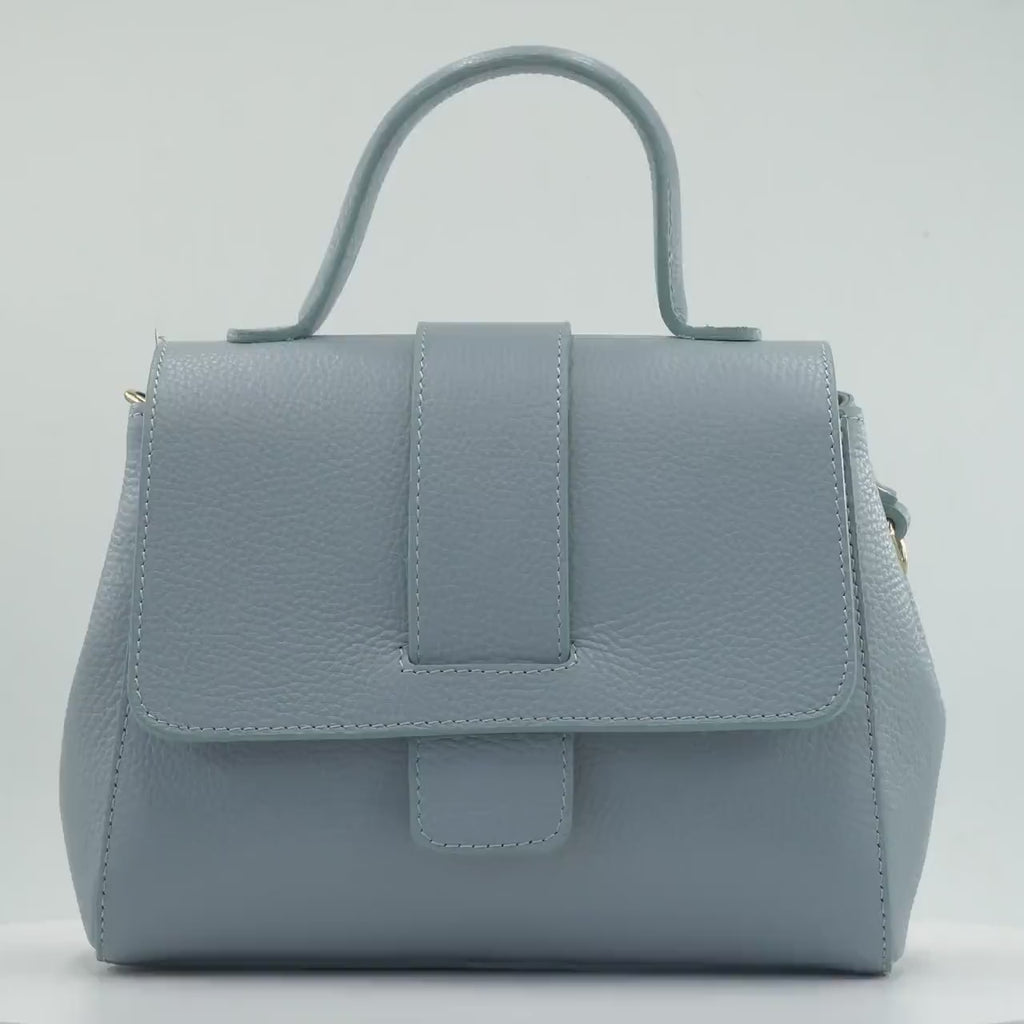 Italian Handmade Leather Bag for Women | Elegant Blue Tote From Florence, Made in Italy | Italian Leather Purse