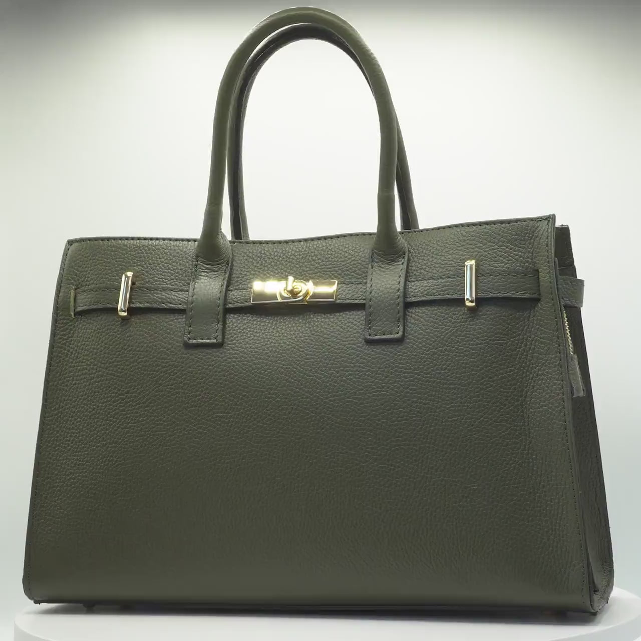 Italian Handmade Leather Bag for Women | Elegant Green Leather Tote From Florence, Made in Italy | Luxury Top Handle Purse