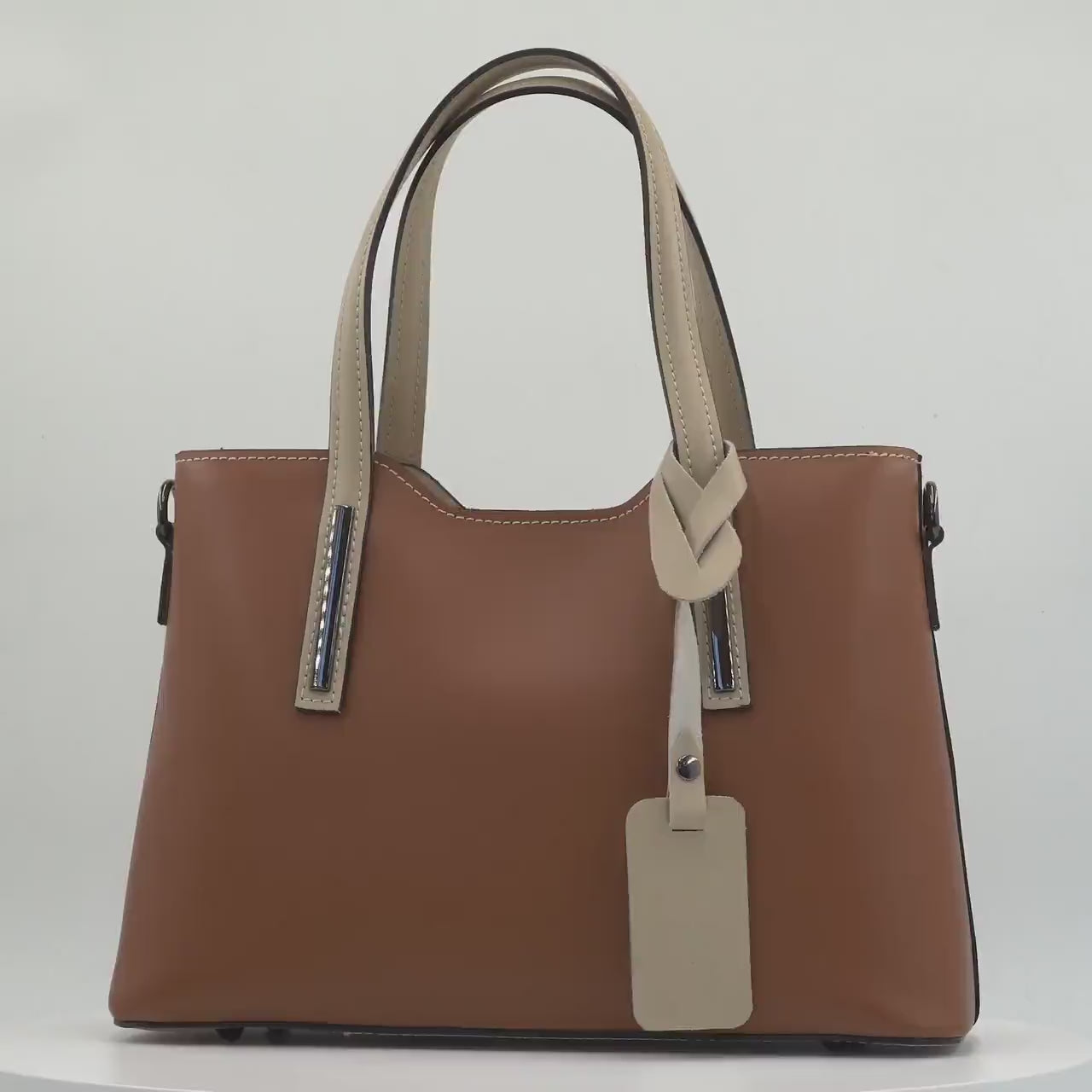 Italian Handmade Leather Bags for Women | Elegant Camel Leather Tote From Florence, Made in Italy | Work Purse