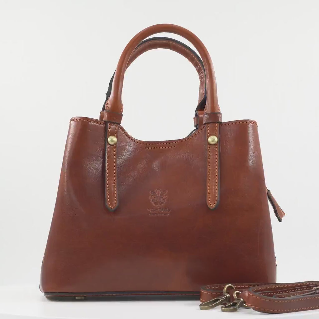 Italian Handmade Leather Bags for Women | Elegant Brown Tote From Florence, Made in Italy | Crossbody & Top Handle Ita Bag