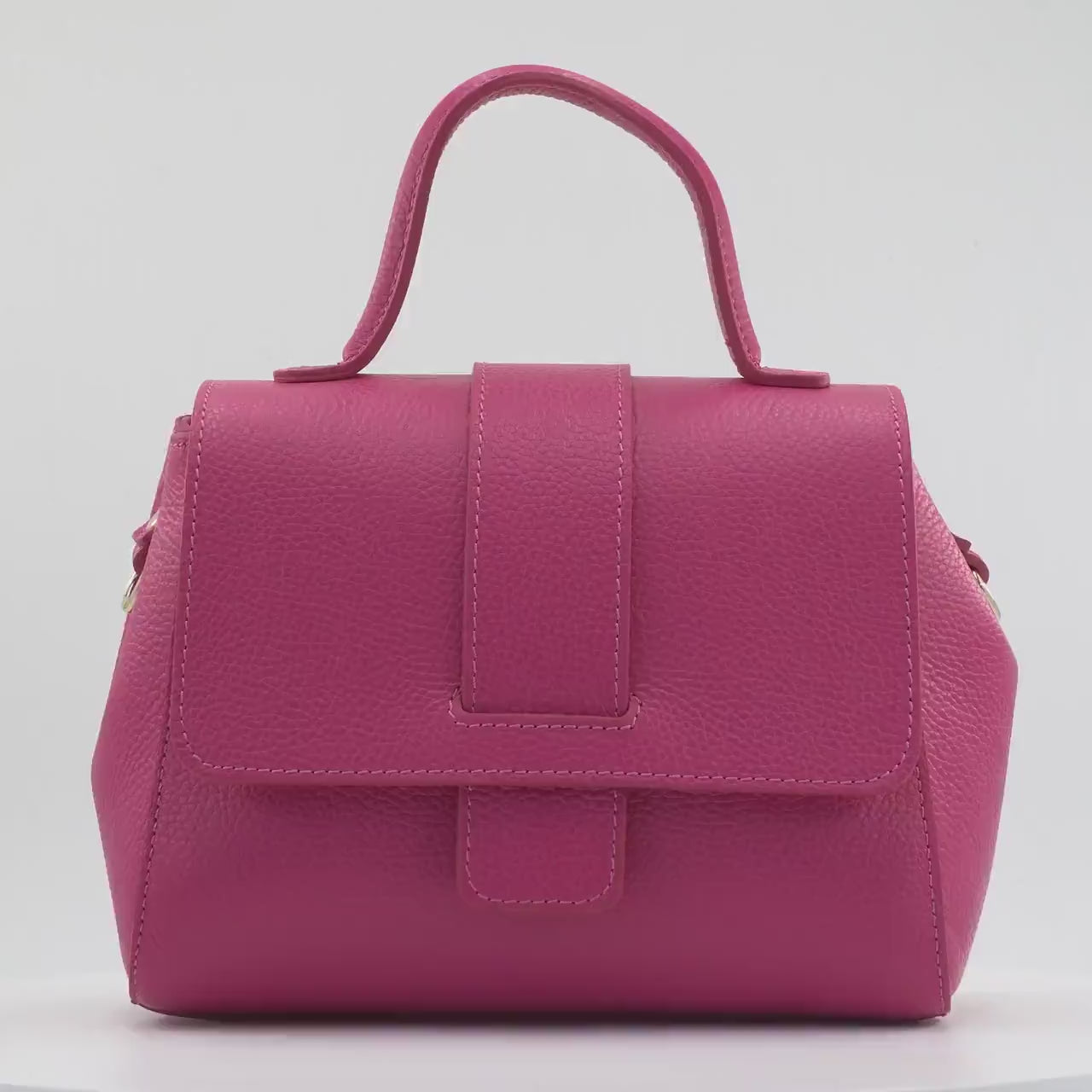 Italian Handmade Leather Bag for Women | Elegant Pink Tote From Florence, Made in Italy | Pebbled Leather Top Handle Purse