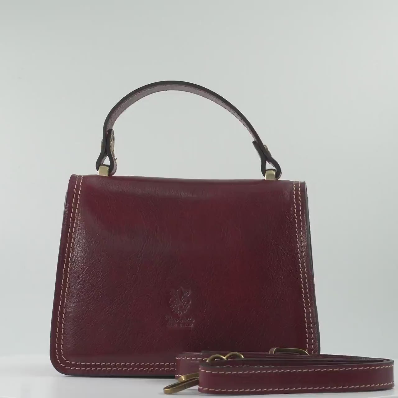 Italian Handmade Leather Bag for Women | Vintage Burgundy Crossbody from Florence | Small Elegant Shoulder Bag – Made in Italy