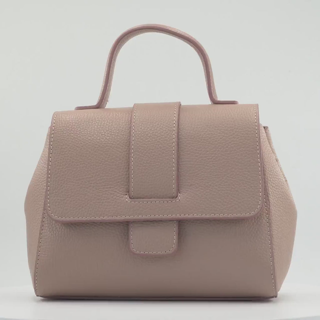 Italian Handmade Leather Bag for Women | Elegant Black Tote From Florence, Made in Italy | Pebbled Leather Top Handle Purse