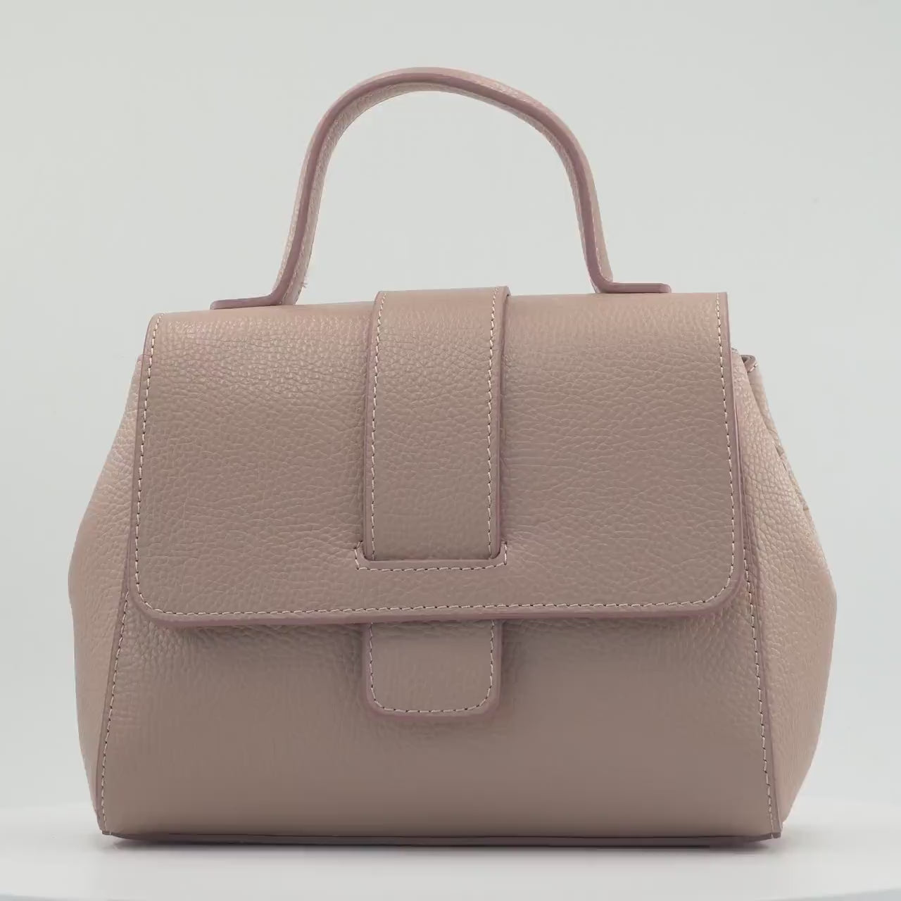 Italian Handmade Leather Bag for Women | Elegant Black Tote From Florence, Made in Italy | Pebbled Leather Top Handle Purse