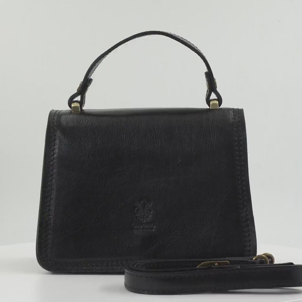 Italian Handmade Leather Bag for Women | Elegant Black Crossbody & Shoulder Bag | From Florence – Made in Italy