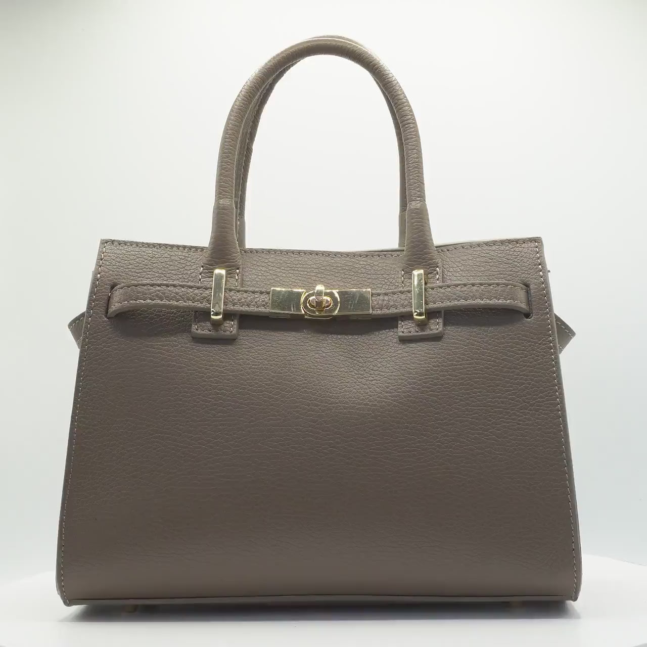 Italian Handmade Leather Bag for Women | Elegant Taupe Tote From Florence, Made in Italy | Luxury Top Handle Purse