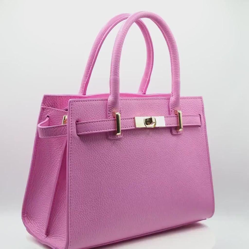 Italian Handmade Leather Bags for Women | Elegant Pink Leather Tote from Florence | Everyday Purse, Made in Italy