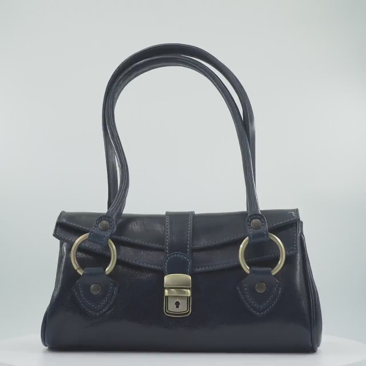 Italian Handmade Leather Bag for Women | Elegant Black Shoulder Bag From Florence, Made in Italy | Classic Top Handle Purse